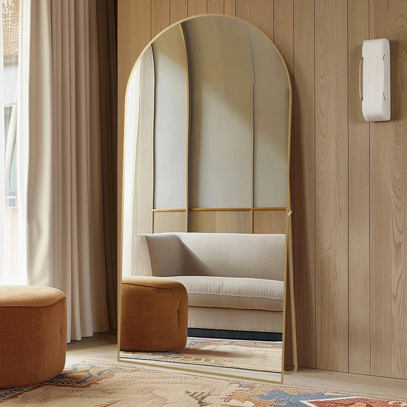 Arched Full-Length Mirror, Aluminum Alloy Frame, Tempered Glass Floor Mirror | Wayfair North America