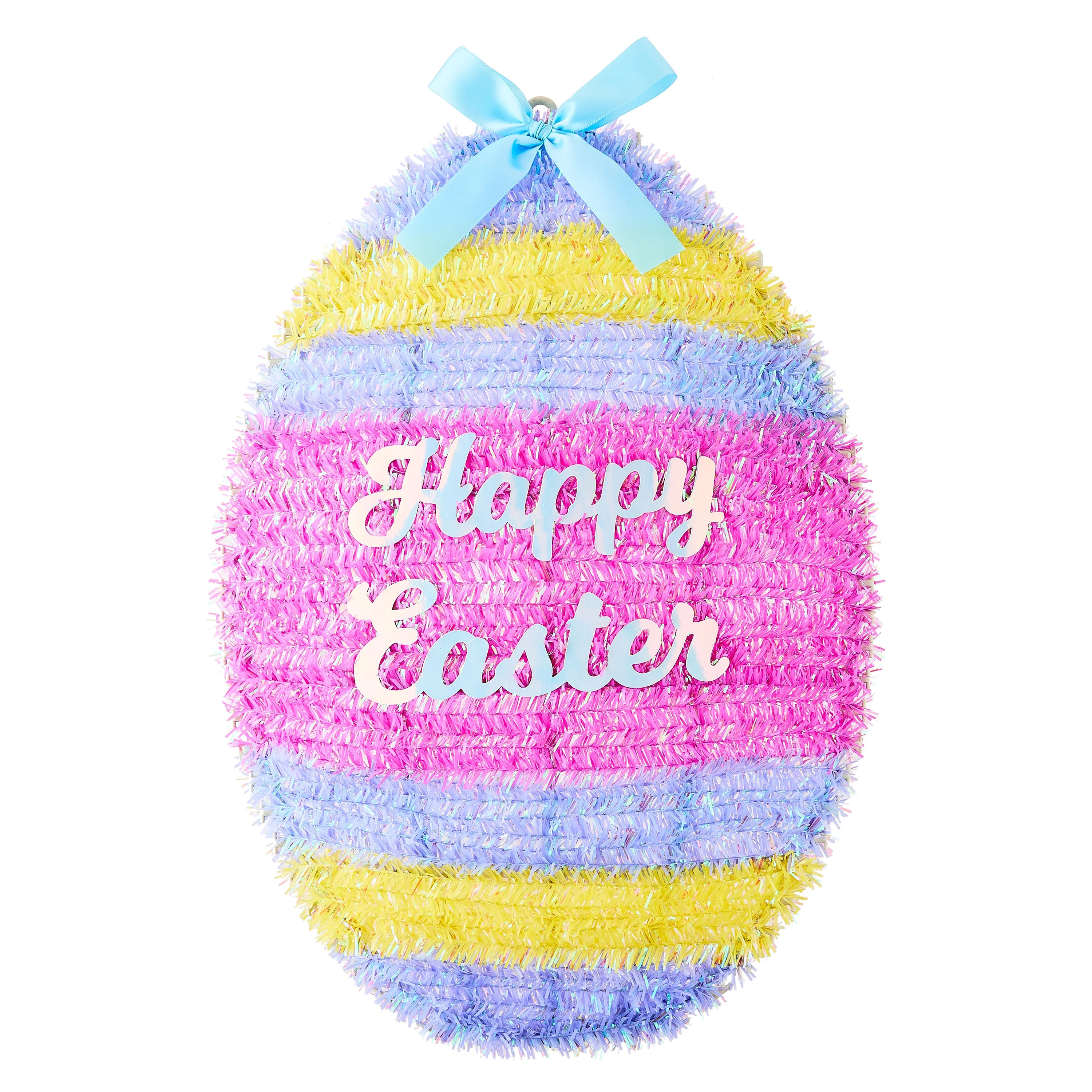 Happy Easter Egg Tinsel Wreath, Multicolor, 18", Easter by Way To Celebrate | Walmart (US)