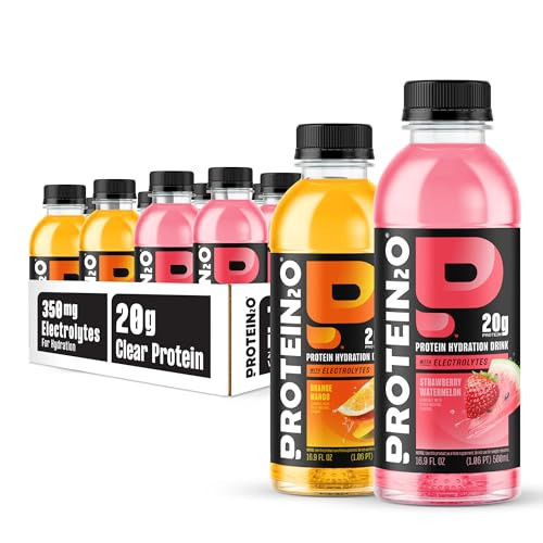 Protein2o Hydration Drink - 2-in-1 Liquid Clear Whey Protein Isolate and Electrolyte Drink - 20g Protein, Vitamins B5, B6 - Post-Workout Recovery - 16.9 Fl Oz - 12 Count Variety Pack | Amazon (US)