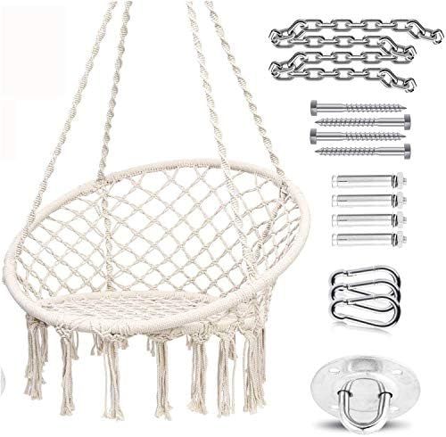 Ohuhu Hammock Chair Macrame Hanging Chair Swing with Hanging Hardware Kit, Cotton Rope Macrame Ha... | Amazon (CA)
