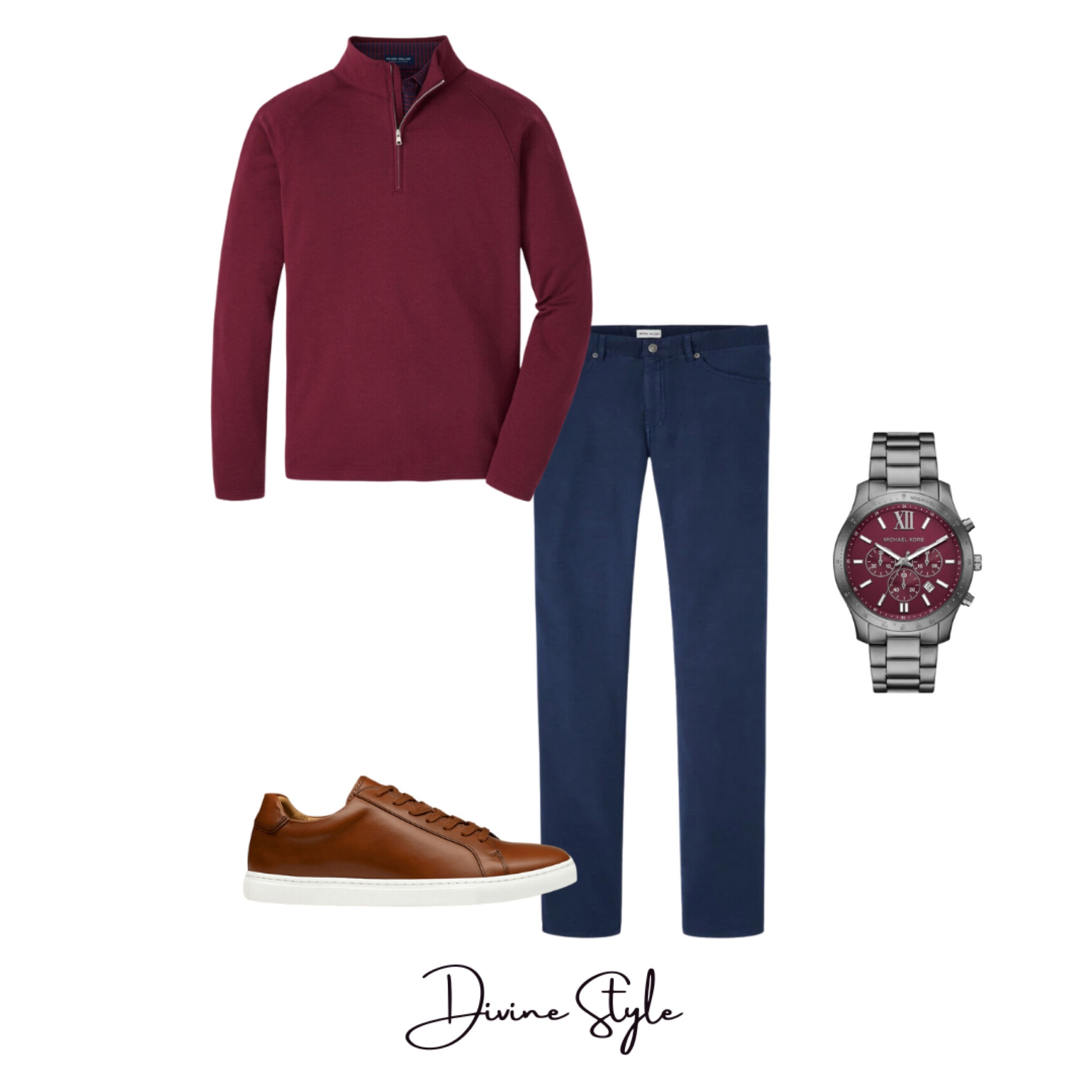 Men’s holiday casual outfit. Relax in this three-quarter zip sweater with pants and leather sneakers. Easy to wear while looking polished.

#LTKHoliday #LTKMens