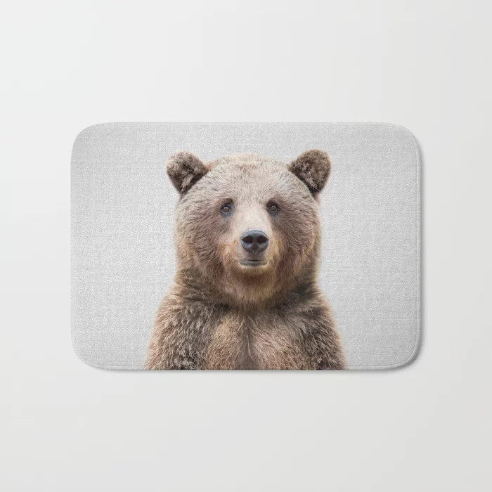 Grizzly Bear - Colorful Bath Mat | Society6