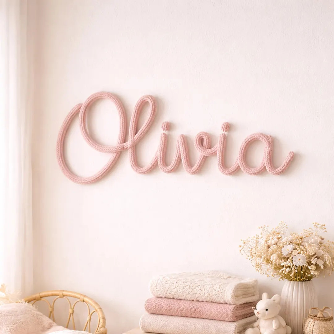 Knitted Wire Name Sign, Custom Letter Quantity and Color Options, Personalized Handmade Nursery W... | Etsy (US)