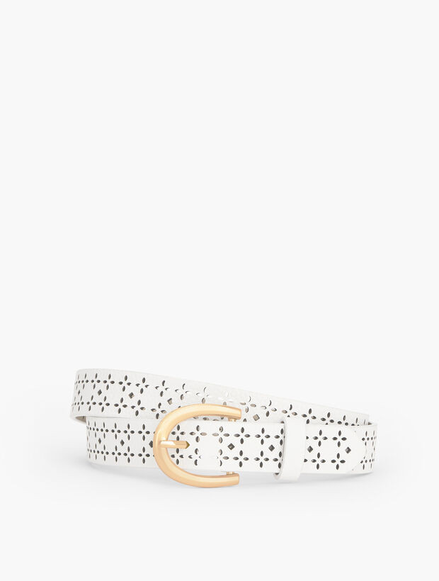 Perforated Pebble Leather Belt | Talbots