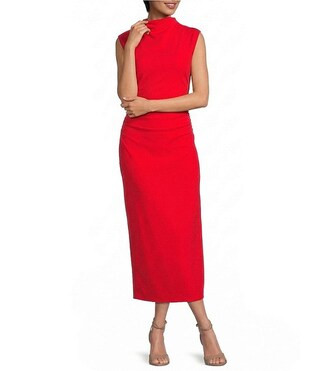 Knit Mock Neck Cap Sleeve Bodycon Midi Dress | Dillard's