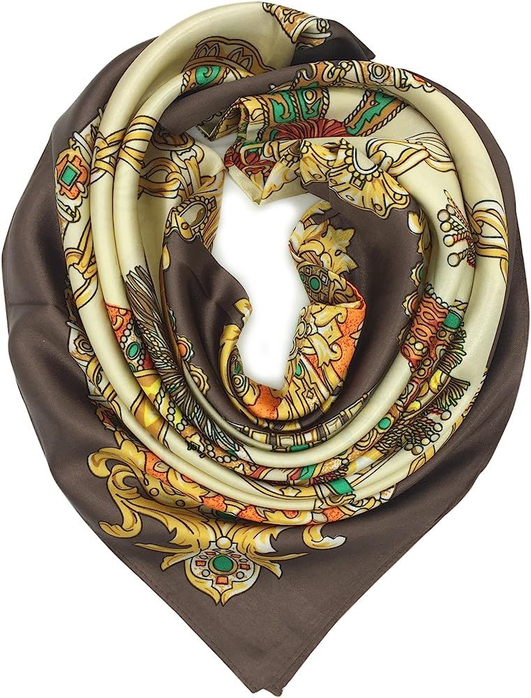 Silk Like Scarf Women's Fashion Pattern Large Square Satin Headscarf | Amazon (US)