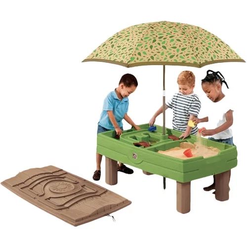 Step2 Naturally Playful Sand And Water Activity Table With 7 Piece Accessory Set and Umbrella - W... | Walmart (US)