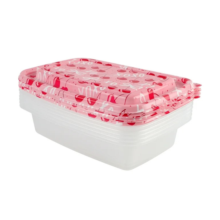 Cook with Color, Printed Rectangular Food Storage Containers with Lids, 12 Piece Set, 6 Container... | Walmart (US)
