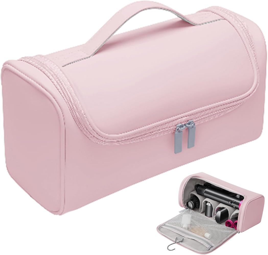 Travel Case Compatible with Dyson/Shark Flexstyle,PU waterproof Portable Travel Pouch with Hanging Hook, Carrying Case Compatible for Dyson/Shark Airwrap Flexstyle Complete Styler (Black) | Amazon (US)