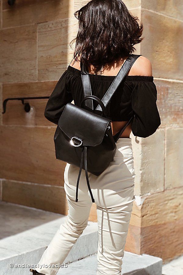Mellie Faux Leather Mini Backpack - Black at Urban Outfitters | Urban Outfitters (US and RoW)