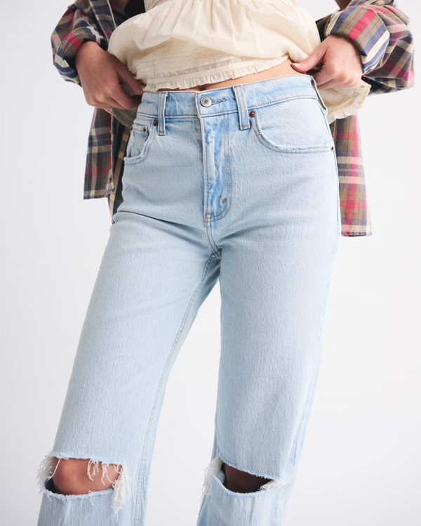 High Rise 90s Relaxed Raw Hem Jean | Abercrombie & Fitch (US)