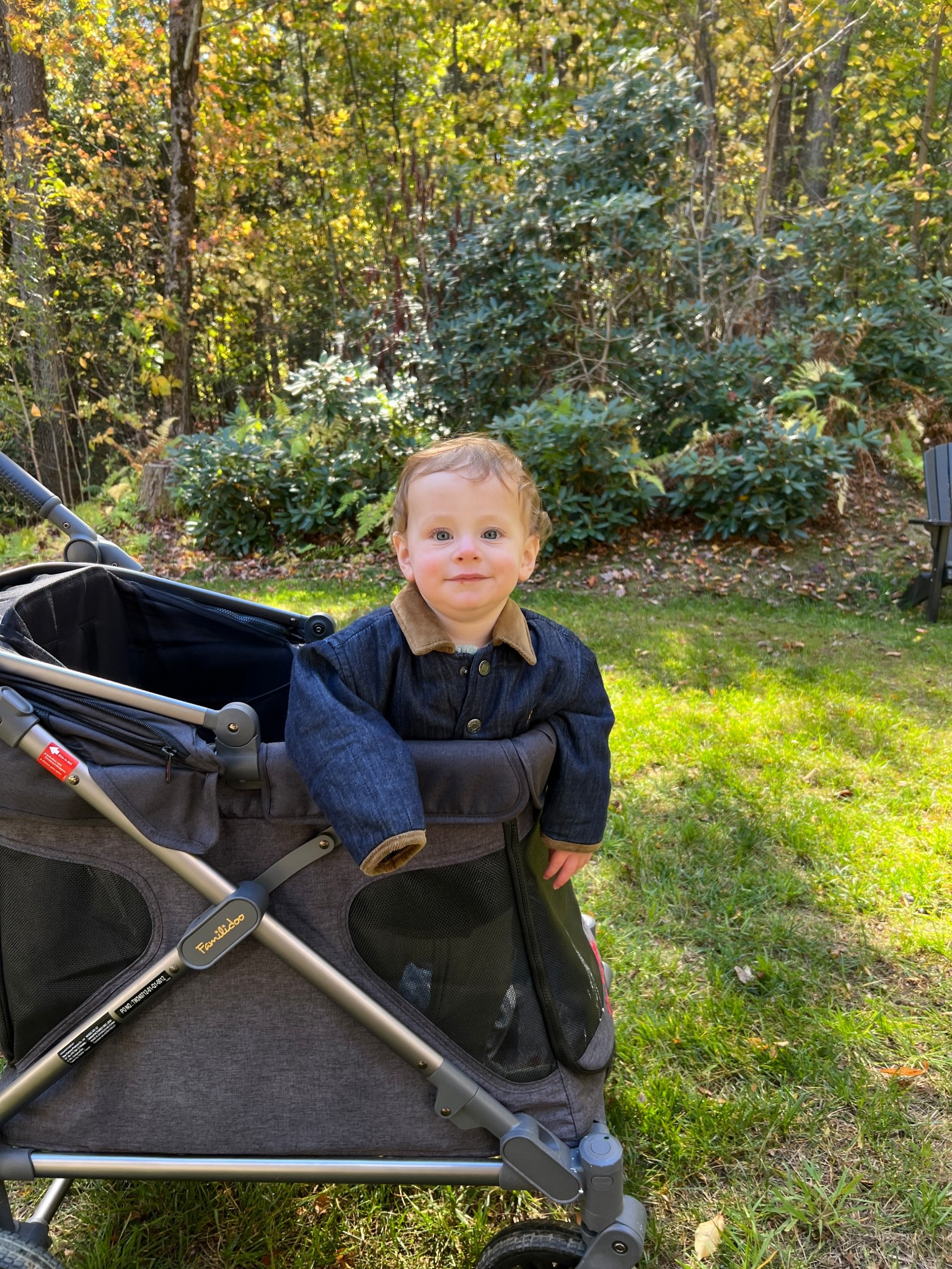 The cutest denim barn jacket for baby and toddler boys - also Rhys loves this wagon stroller! It's not meant for him to stand in (there is a seat inside) but he loves to stand in it!!!!

#LTKBaby