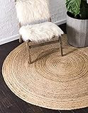 Unique Loom Braided Jute Collection Hand Woven Natural Fibers Natural/Tan Round Rug (3' 3 x 3' 3) | Amazon (US)