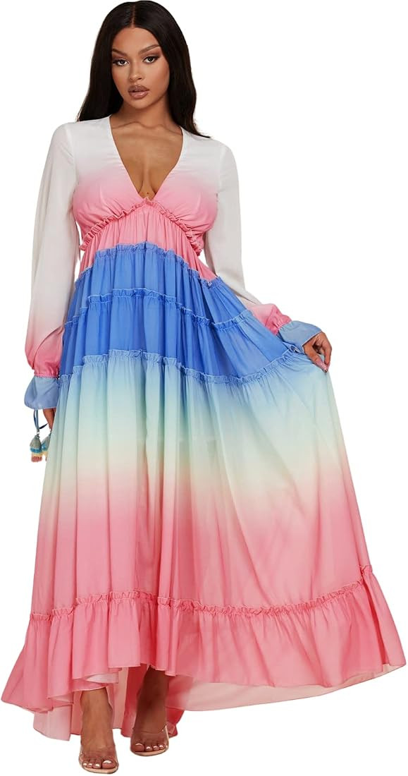 Rissa Nicole Ombre Long Sleeves Maxi Dress | Amazon (US)