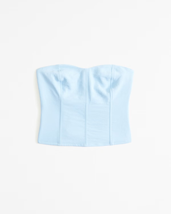 Strapless Premium Crepe Corset Set Top | Abercrombie & Fitch (US)