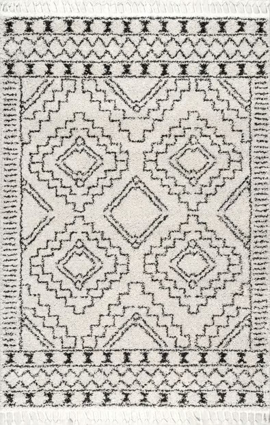 Off White Moroccan Tasseled Area Rug | Rugs USA