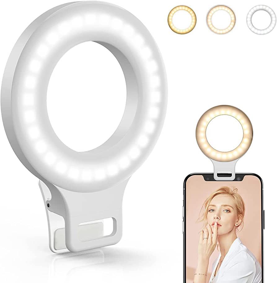 Clip on Ring Light, Kimwood Rechargeable 60 LED Selfie Ring Light for Phone, Laptop, Tablet ( 3 M... | Amazon (US)