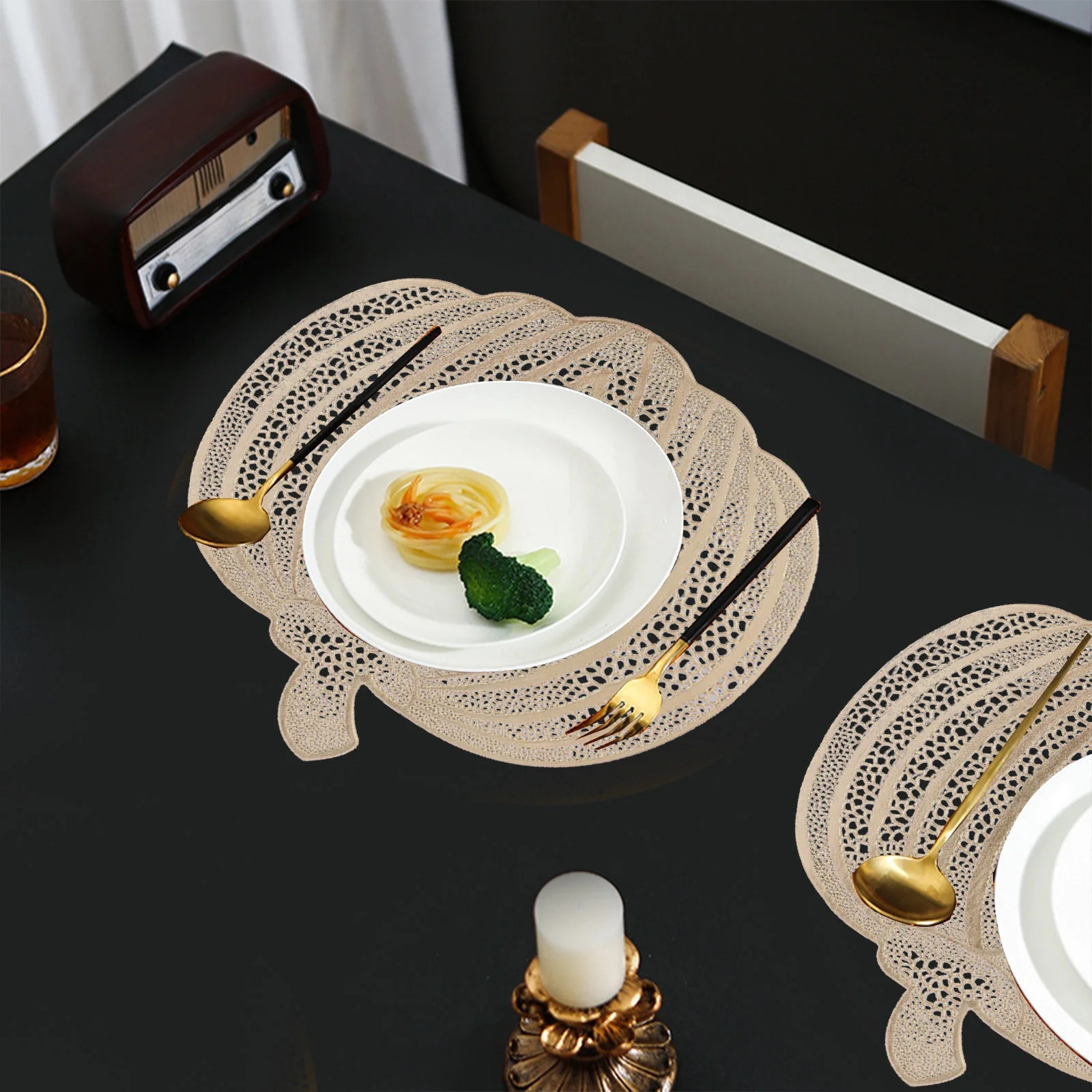 Embroidered Pumpkins Placemats Orange Fall Placemats, Seasonal Autumn Thanksgiving Decorative, Ta... | Walmart (US)