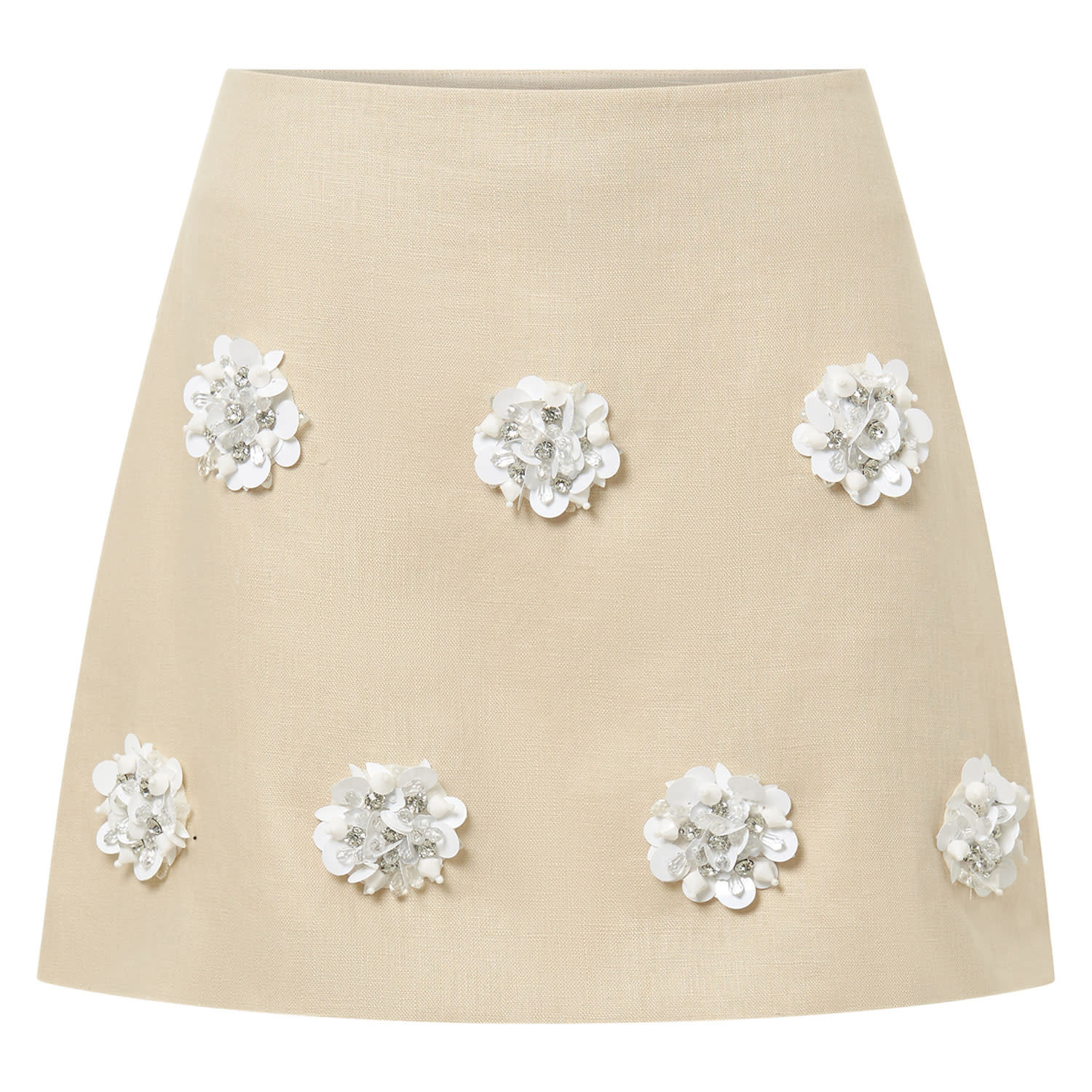 Flower Sequin Mini Skirt - Limestone | Oroton | Oroton