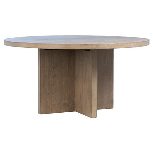 Maliz Rustic Lodge Brown Reclaimed Pine Wood Round Dining Table - Small - 60"W | Kathy Kuo Home