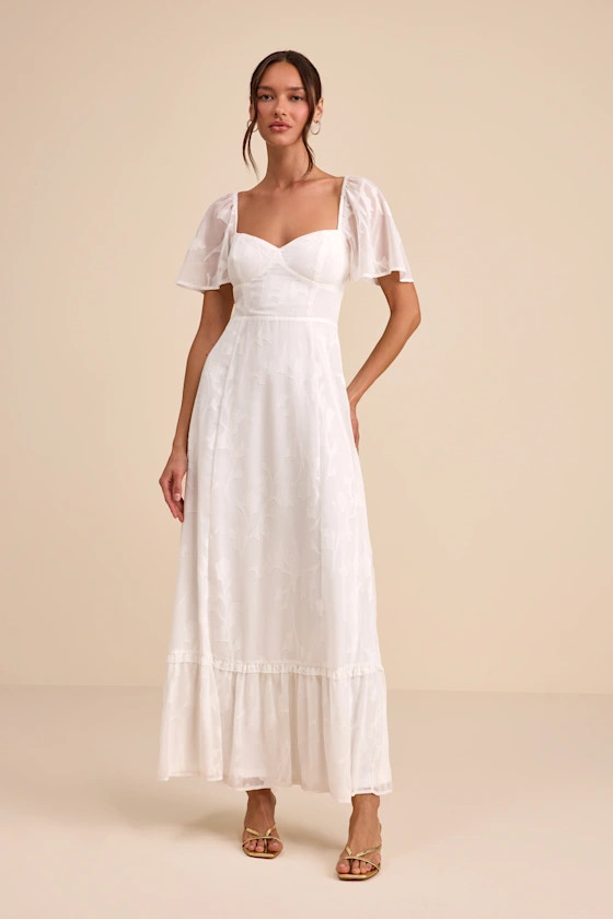 Tailor Made For You White Jacquard Lace-Up Maxi Dress | Lulus