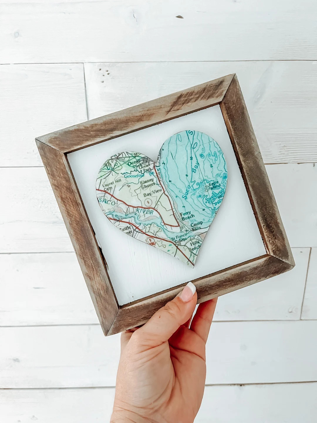 Framed Heart Maps Any State or Town Heart Shaped Gift, Map, Housewarming, Closing Gift, Wedding G... | Etsy (US)