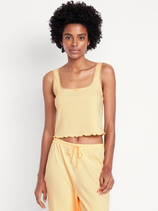 Lace-Trim Ribbed Pajama Tank Top | Old Navy (US)