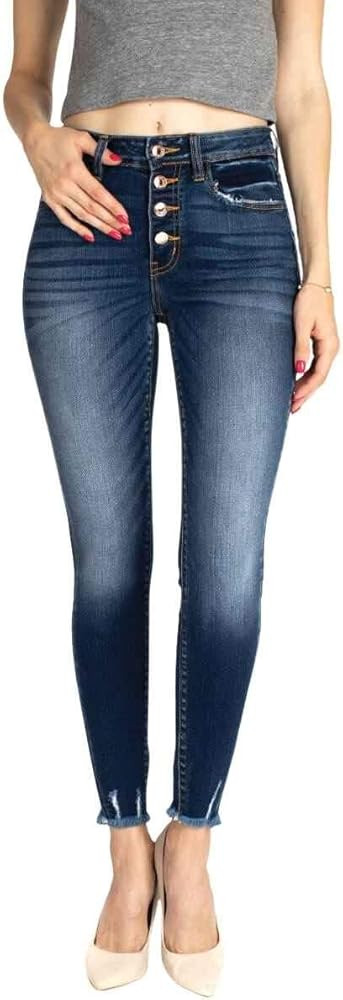 Kan Can Women's High Rise Distressed Super Skinny Jeans | Amazon (US)