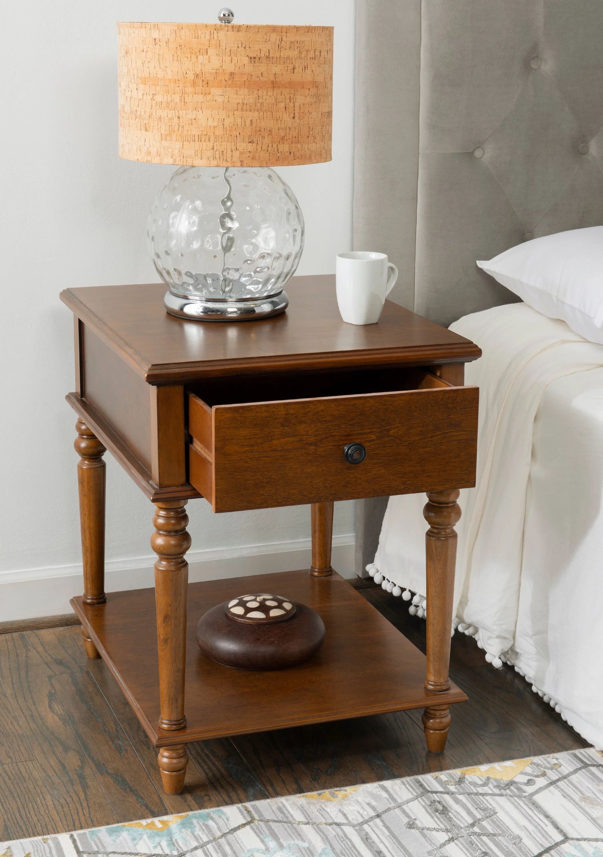 Powell McGhie Single Drawer Indoor End Table with Shelf, 26" Tall, Hazelnut Brown | Walmart (US)
