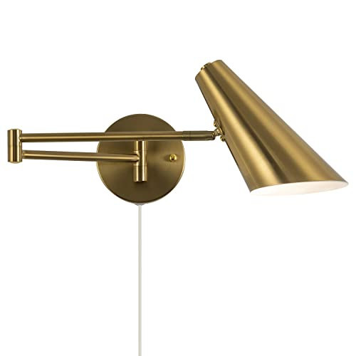 Ahaloye Plug in Wall Sconces, Modern Brass Swing Arms Wall Sconce Lighting for Bedroom Living Room Wall Lamp | Amazon (US)