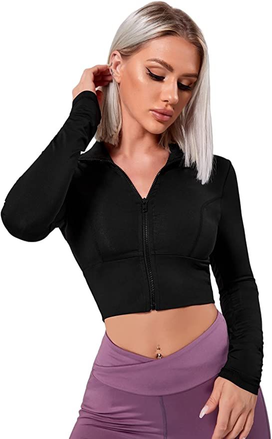 SOLY HUX Women's Athletic Zip Up Long Sleeve Crop Lightweight Workout Sports Jacket | Amazon (US)
