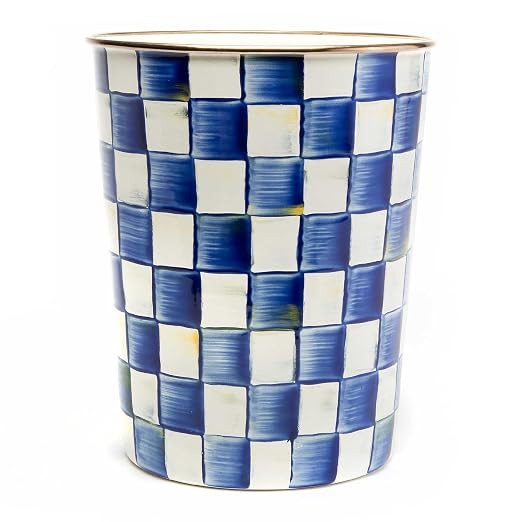 MACKENZIE-CHILDS Waste Bin, Decorative Bedroom Trash Can or Bathroom Trash Can, Blue-and-White Ro... | Amazon (US)
