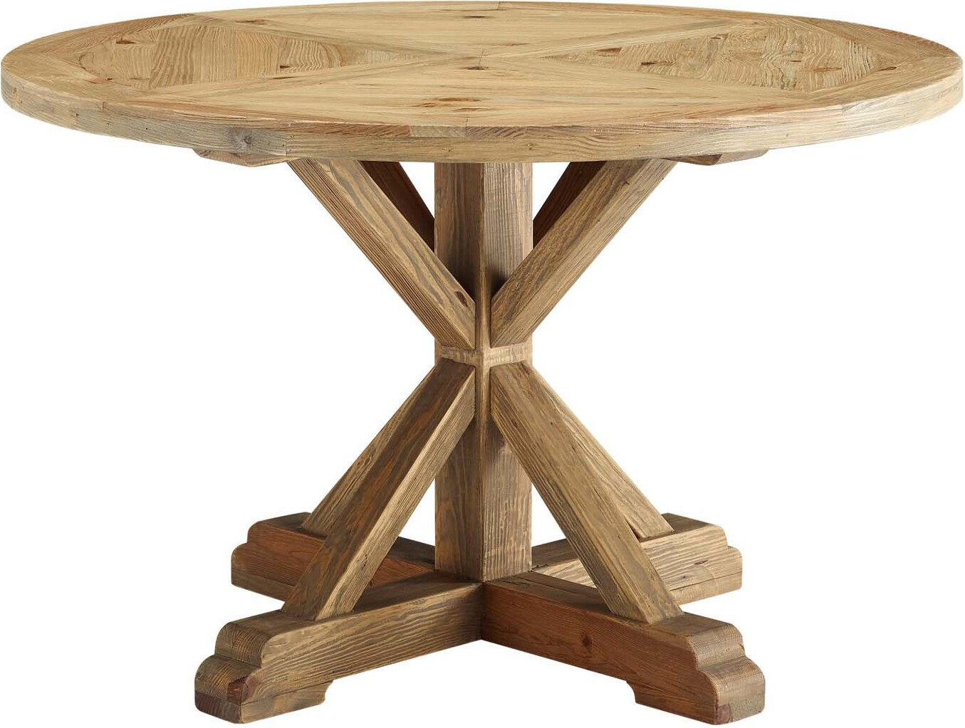 Stitch Brown 47 Inch Round Pine Wood Dining Table | 1stopbedrooms