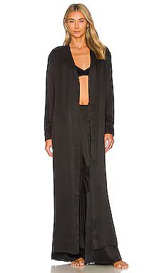 LUNYA Washable Silk Long Robe in Immersed Black from Revolve.com | Revolve Clothing (Global)