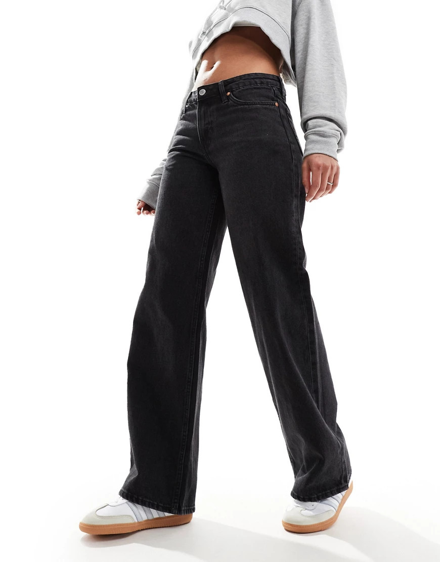 Weekday Ample low waist loose fit jeans in Ink Black | ASOS (Global)