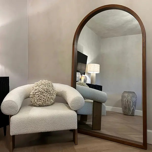 Tamara - Full Length Extra Large Arched Walnut Mirror 190cm x 110cm | William Wood