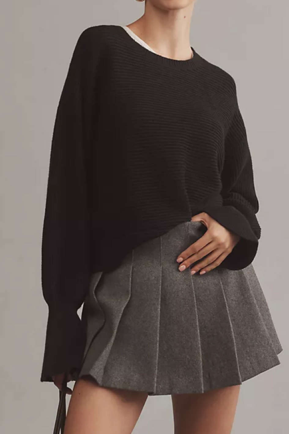 Cozy  sweater I love that the sleeves are a little wider at the cuff SLIGHTLY cropped. 