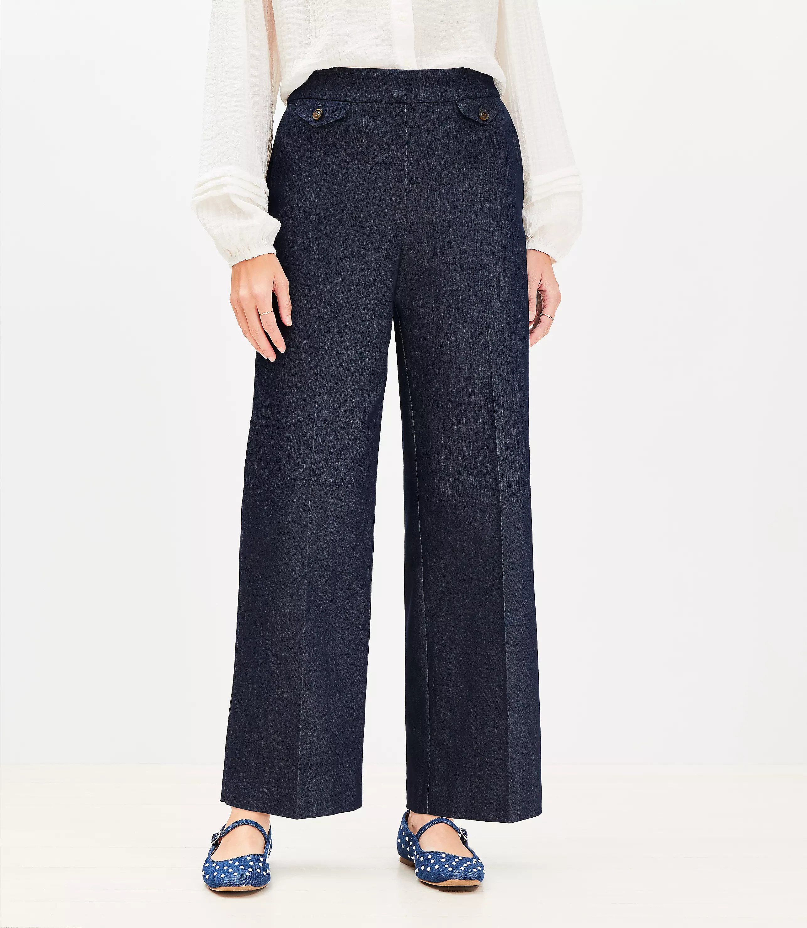 Tall Coin Pocket Clean Wide Leg Pants in Refined Denim | LOFT