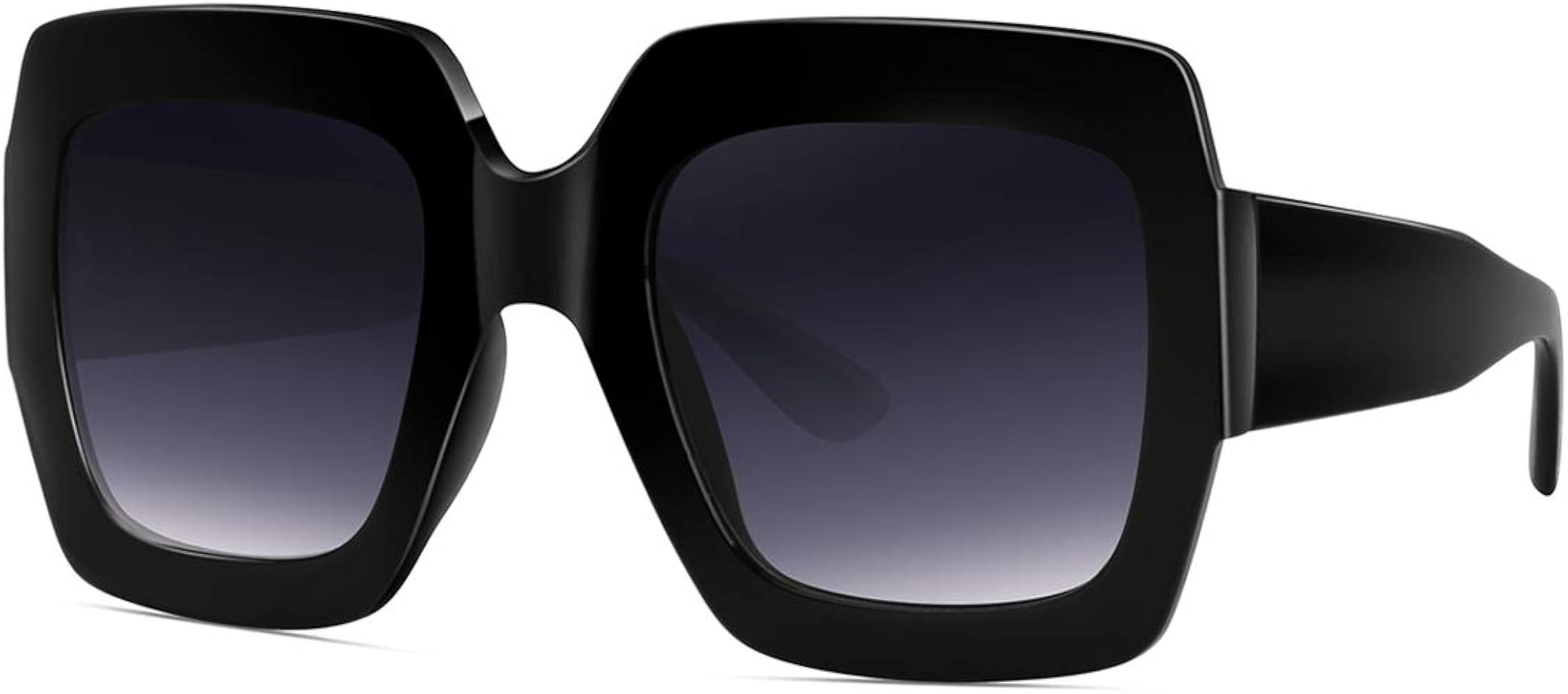 Oversized Square Sunglasses Women Polarized Trendy Retro Black Sunglasses | Amazon (US)