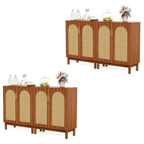 LITTLE TREE Sideboard Buffet Cabinet, Set of 2, Buffet Sideboard with 4 Doors, 59-Inch Kitchen Buffet, Modern Credenza for Kitchen, Entryway, Dining Room | Amazon (US)