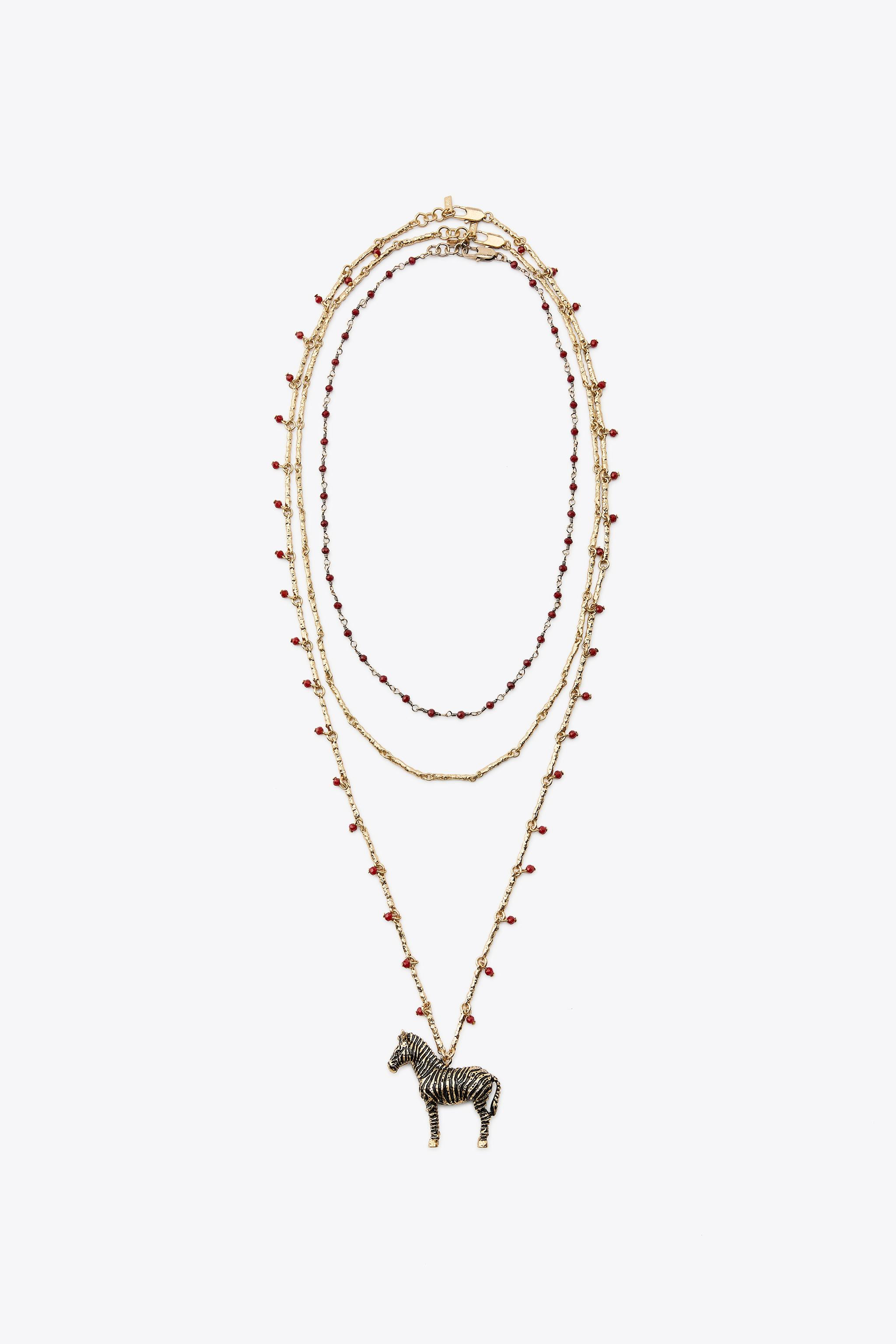 PACK OF 3 ZEBRA BEADED NECKLACES | Zara UK
