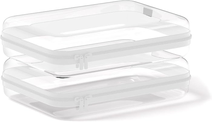 2Pcs Clear Zipper Pouches, White BIiss Plastic Bins for Organizing, Hard Clear Hard Shell Zipper ... | Amazon (US)