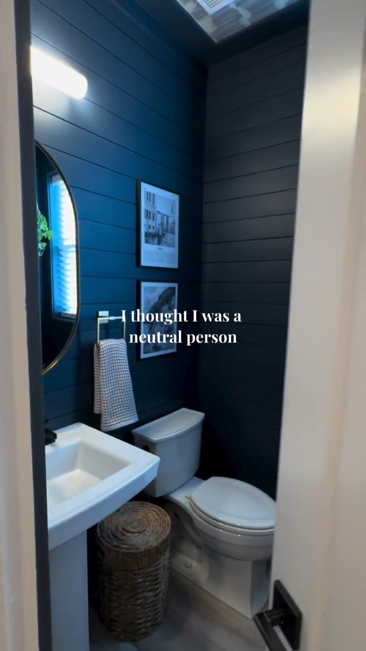 Turns out I just needed a small room to try color without freaking out halfway through. This one made me braver.

#cozybathroom
#moodyhome
#realhomes