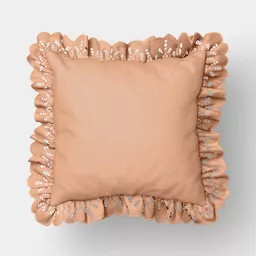26"x26" Eyelet Ruffle Outdoor Patio Throw Pillow Coral - Threshold™ designed with Studio McGee | Target