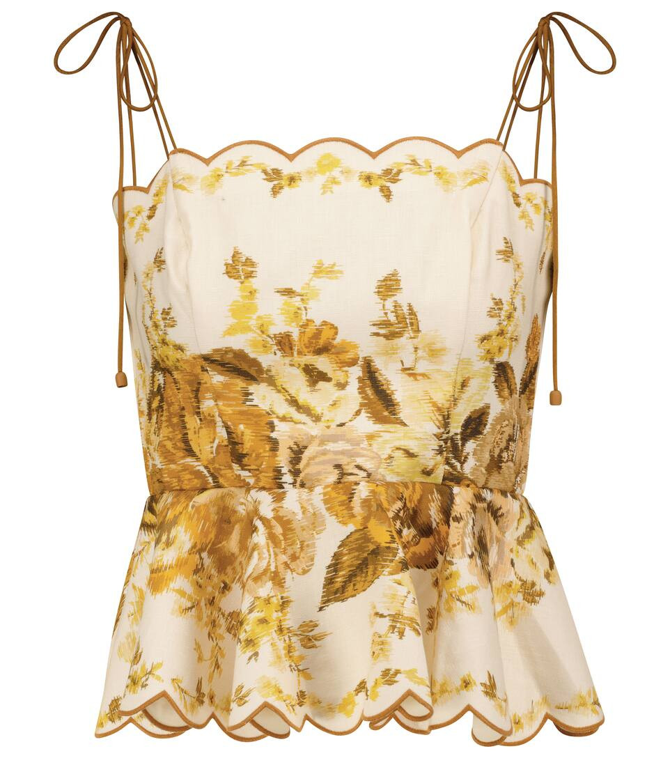 Aliane floral linen top in white | Mytheresa (US/CA)