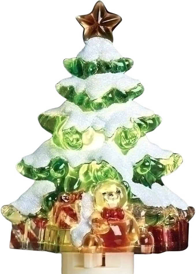 Roman Snow Covered Christmas Tree 5 Inch Acrylic Swivel Plug-in Bubble Night Light | Amazon (US)