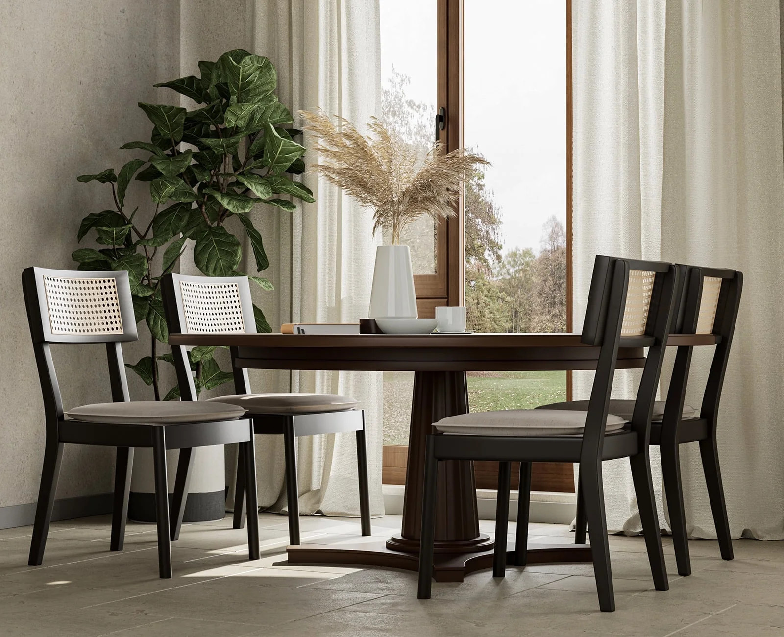 Guyou Classical Wooden Dining Chairs Set of 4, Farmhouse Rattan Cane Back Kitchen Chairs, French ... | Walmart (US)