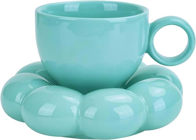 Cloud Coffee Mug Set Premium Ceramic Espresso Cup w/Aesthetic Cute Sunflower Saucer for Coffee Lo... | Amazon (US)