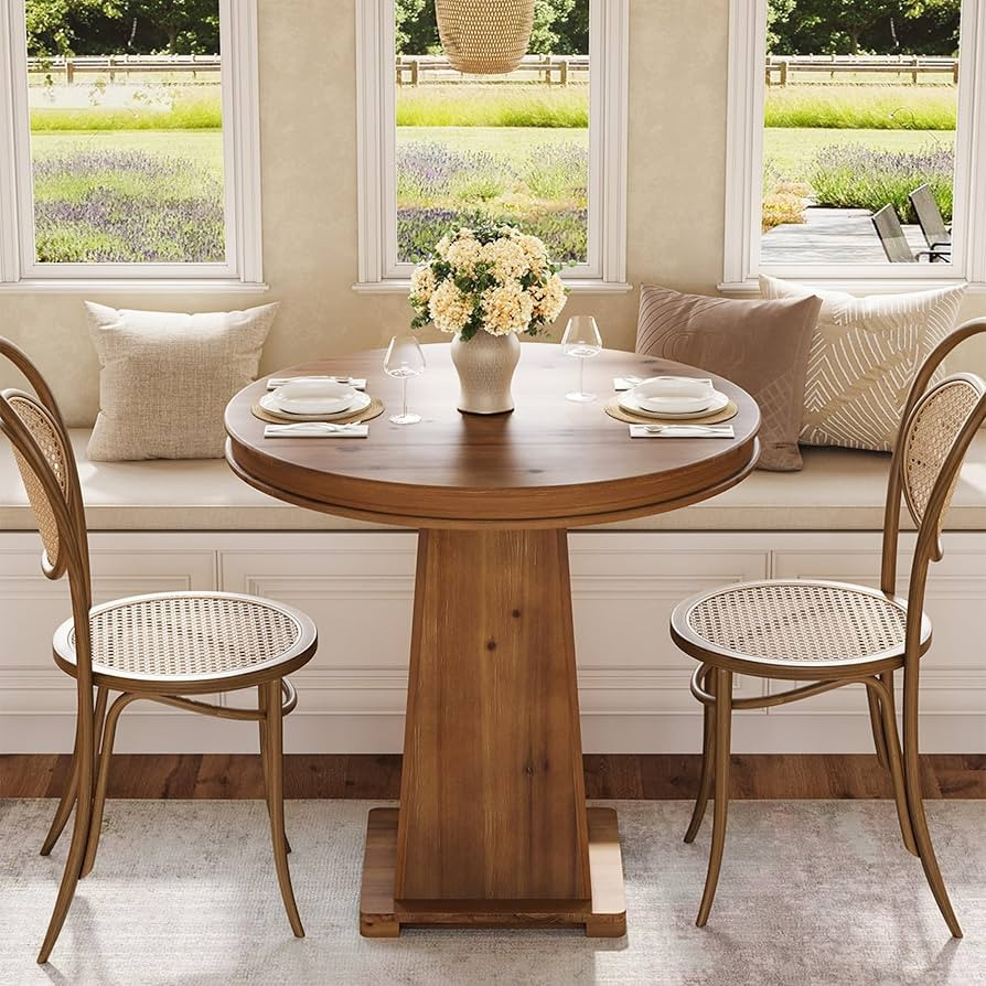 LITTLE TREE Solid Wood Round Dining Table, 31.5" Small Kitchen Table for 2, Modern Farmhouse Dinn... | Amazon (US)