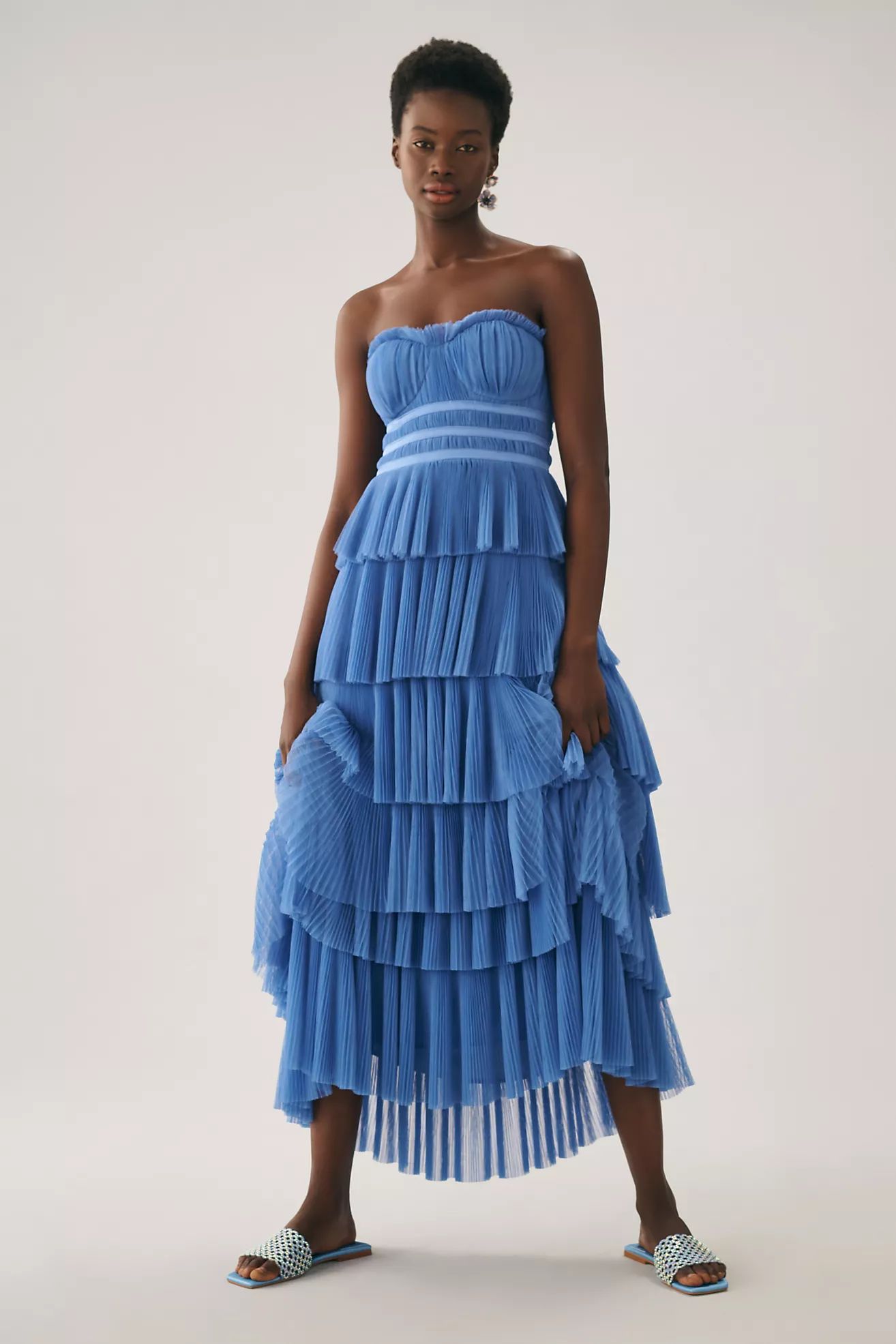 Hutch Strapless Tiered Tulle Dress | Anthropologie (US)
